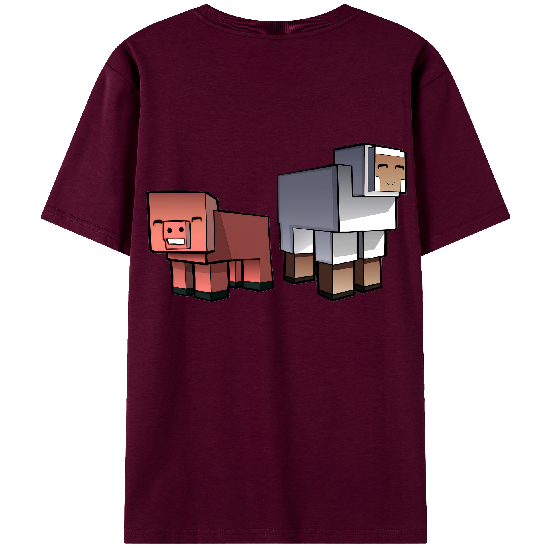 （画像用） マインクラフト ブロックの世界 Minecraft MC Block world レディース半袖Tシャツ(バックプリント)